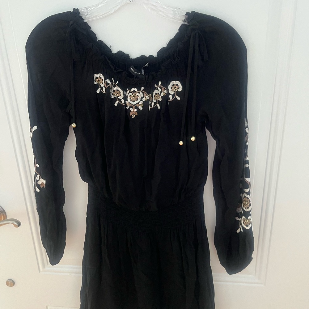 White House Black Market Black Embroidered Women's Dress